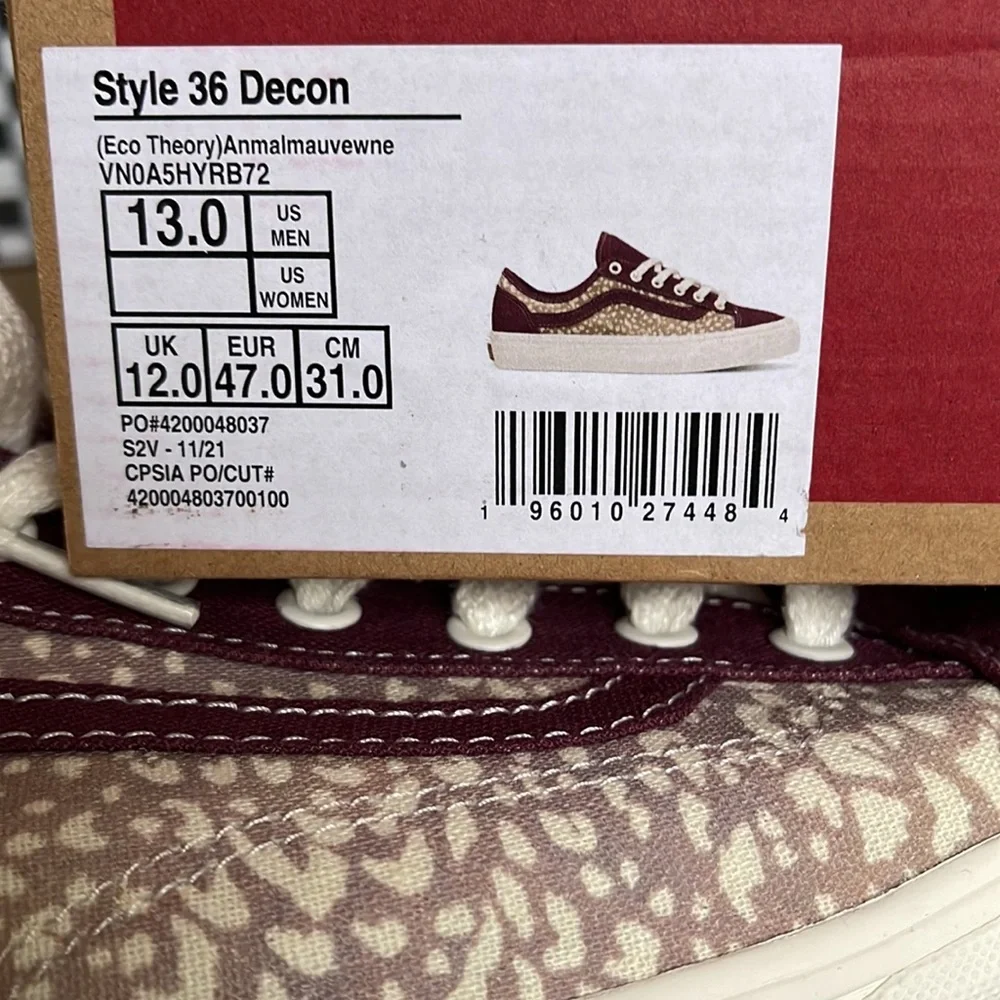 Vans Style 36 DECON Eco Theory Animal Mauve/wme Men’s sneakers - Picture 16 of 16